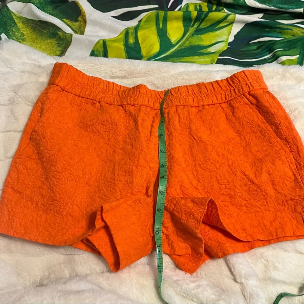 J. Crew XS/2 Orange Embossed Casual Tropical Summer Pull On Travel Lounge Shorts